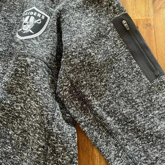 Antigua Raiders men’s heathered black and gray 1/4 zip fleece - Picture 5 of 10